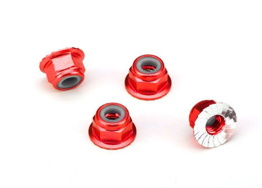 Aluminium Flange Nuts M4, Red (4)